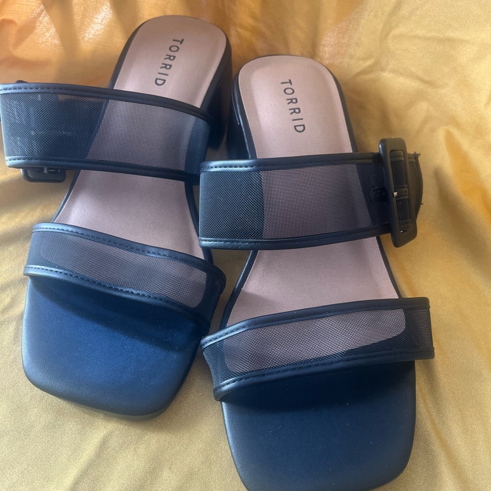 Torrid Black Mesh Strap high heels